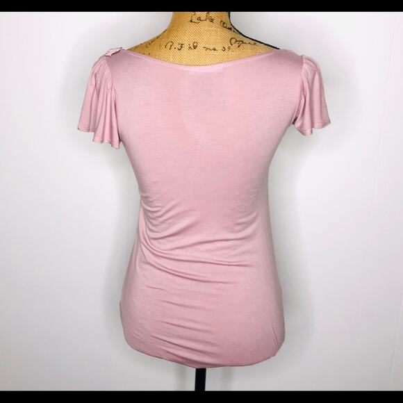 Soprano Women's Size Small Dusty Pink Knit Top-Fabric Roses-Romantic-Girly - Picture 3 of 8